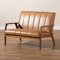 Baxton Studio Nikko Mid-century Modern Tan Faux Leather and Walnut Brown finished Wood Loveseat 175-10975-Zoro - alternate 3